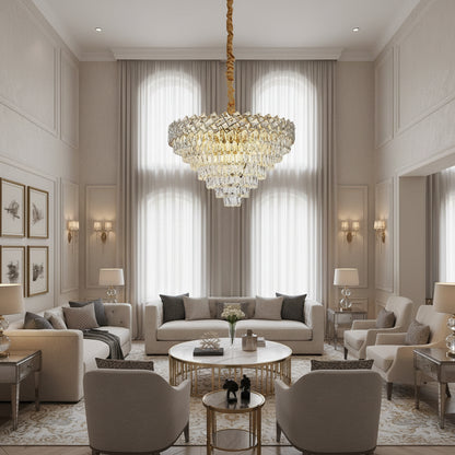 Candelabru Cristal WINDSOR Supremo 10xE14, Diametru 80cm, Auriu Lucios, Inaltime Reglabila Candelabre Cristal Default Title Alessandro Design