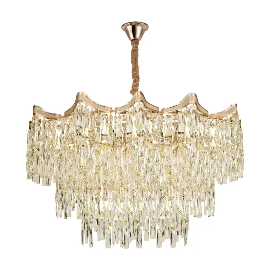 Candelabru Cristal Diametru 78cm, 20x E27, Auriu, Inaltime Reglabila Candelabre Cristal Default Title Alessandro Design