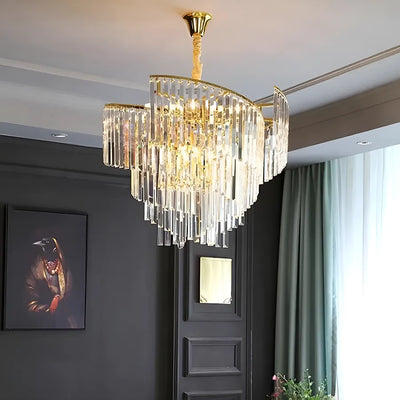 Luster krištáľový trianón eleganza 6x E27, priemer 47 cm, lesklé zlato, nastaviteľná výška