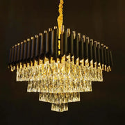 Candelabru Cristal VERSAILLES Eleganza 8x E14, 48 cm, Auriu Lucios si Negru, Inaltime Reglabila Candelabre Cristal Default Title Alessandro Design