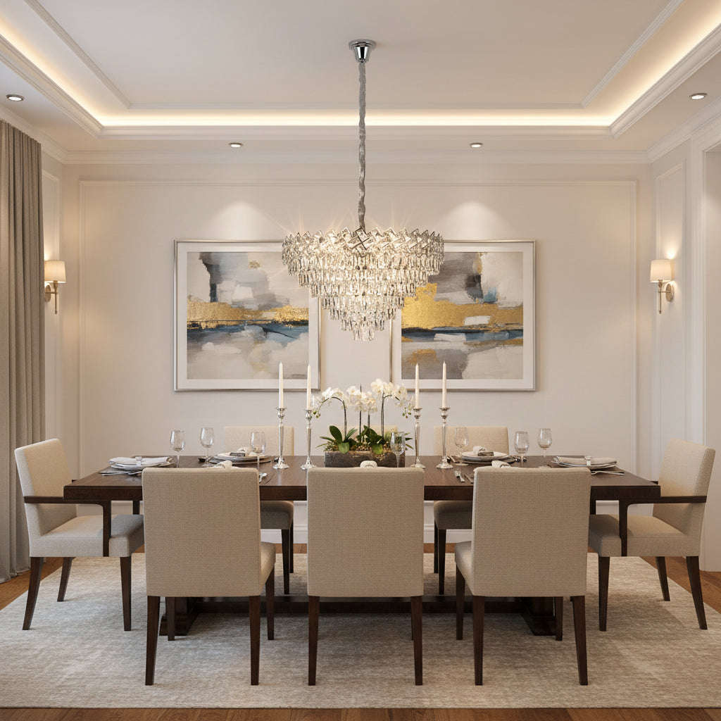 Candelabru Cristal WINDSOR Supremo 10xE14, Diametru 80cm, Crom Lucios, Inaltime Reglabila Candelabre Cristal Default Title Alessandro Design