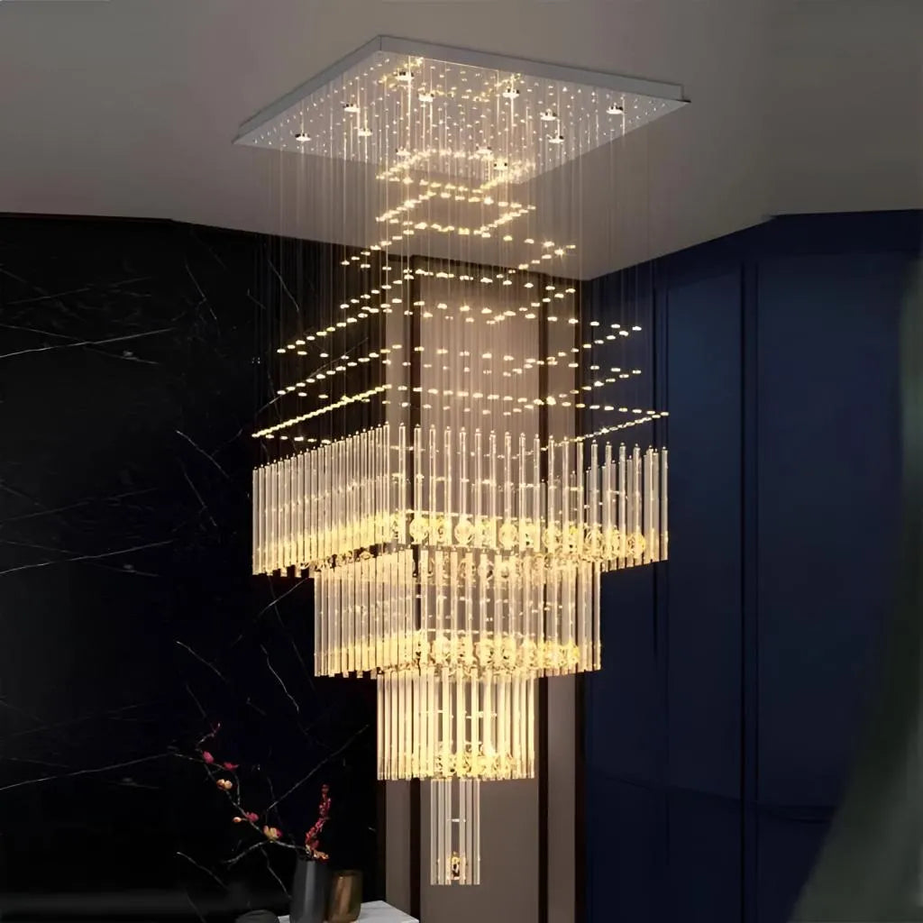 Candelabru Cristal LED 80W FLORENTIA Auriu, Diametru 50cm, Inaltime 200cm, Model Scara Candelabre Cristal Default Title Alessandro Design