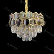 Candelabru Cristal Melih 5x E27 Diametru 40cm Auriu Negru Candelabre Cristal Default Title Alessandro Design