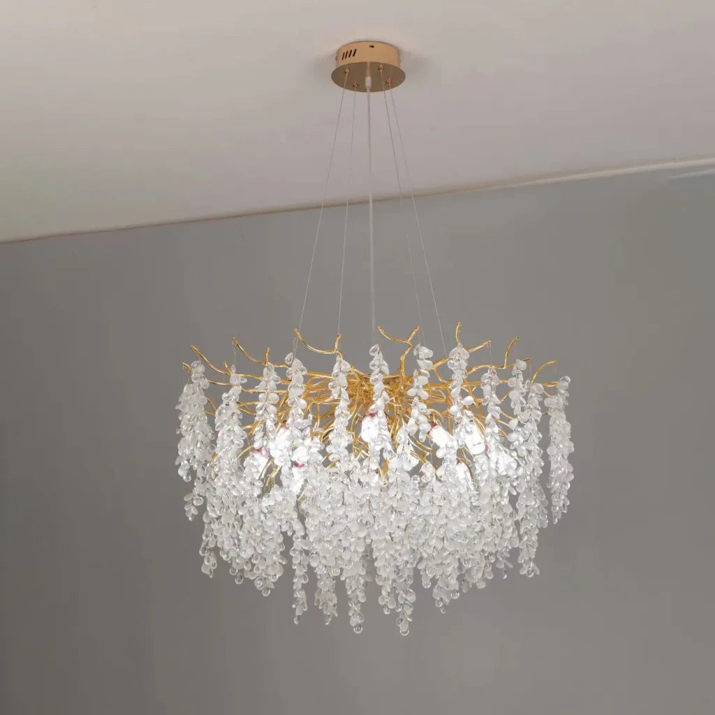 Candelabru Cristal WALTZ Cascade, 6xG9, Auriu, diametru 45cm, Inaltime Reglabila Candelabre Cristal Default Title Alessandro Design