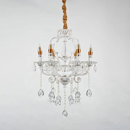 Candelabru Cristal Bruhier 6x E14, Diametru 55cm, Alb cu Auriu, Inaltime Reglabila Candelabre Cristal Default Title Alessandro Design