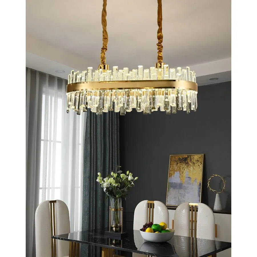 Candelabru LED Achim cu Telecomanda, 200W, Diametru 80cm, Auriu, Dimabil Candelabre Cristal Default Title Alessandro Design