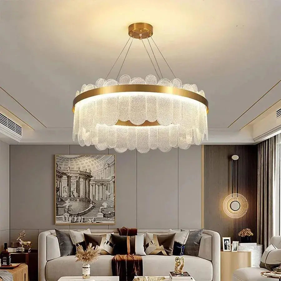 Candelabru LED cu Telecomanda Alonzo 93W Dimabil Diametru 60cm Auriu Candelabre Cristal Default Title Alessandro Design