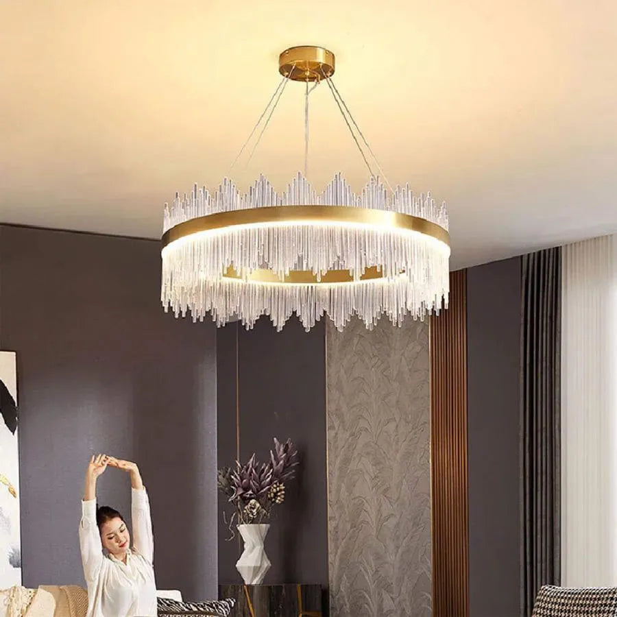 Candelabru LED cu Telecomanda Aurelio 133W Dimabil Auriu Candelabre Cristal Default Title Alessandro Design