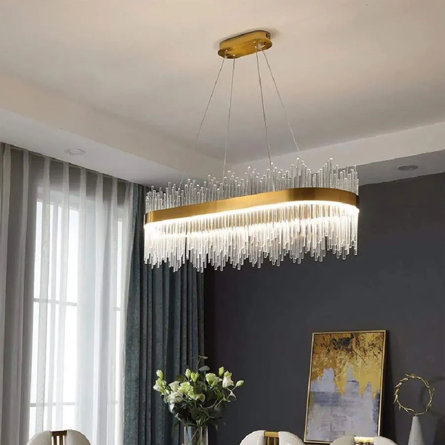 Lustra LED suspendata cu Telecomanda, SIMONE 105W, Liniara, lumina Rece/Calda/Neutra, Dimabila, Auriu Lucios, Inaltime Reglabila Lustra LED Default Title Alessandro Design