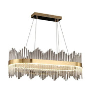 Lustra LED suspendata cu Telecomanda, SIMONE 105W, Liniara, lumina Rece/Calda/Neutra, Dimabila, Auriu Lucios, Inaltime Reglabila Lustra LED Default Title Alessandro Design