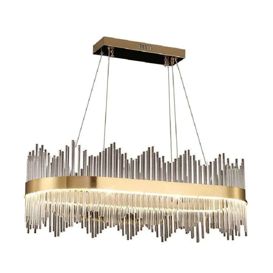 Lustra LED suspendata cu Telecomanda, SIMONE 105W, Liniara, lumina Rece/Calda/Neutra, Dimabila, Auriu Lucios, Inaltime Reglabila Lustra LED Default Title Alessandro Design