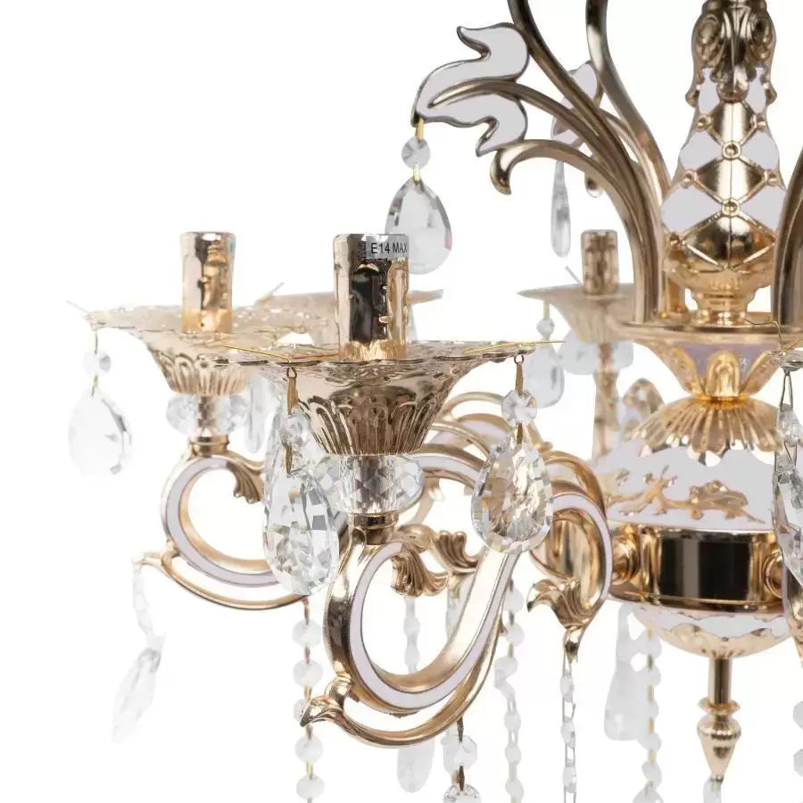 Candelabru Ludovico, 8xE14, Auriu, Metal si Cristal Candelabre Clasice Default Title Alessandro Design