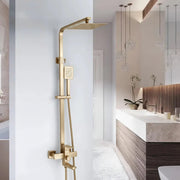 SET Coloana de dus cu baterie, Inox, Para patrata, Efect ploaie, 3 functii, Montare pe perete, Finisaj Auriu Periat, Accesorii Incluse Baterii & Coloane de Duș Default Title Alessandro Design
