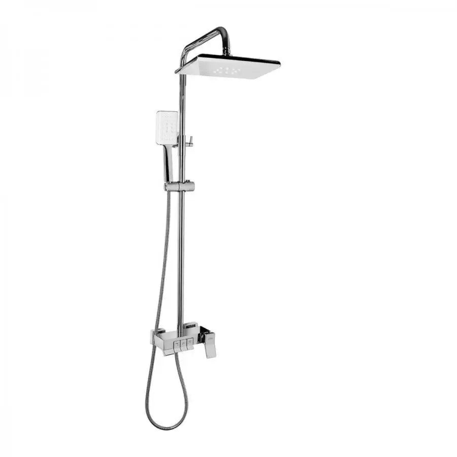Sprchový stĺp s batériou a nastaviteľným uzáverom, sanitárna mosadz, chróm, 9920 kohútiky a sprchové stĺpy Predvolený názov Alessandro Design