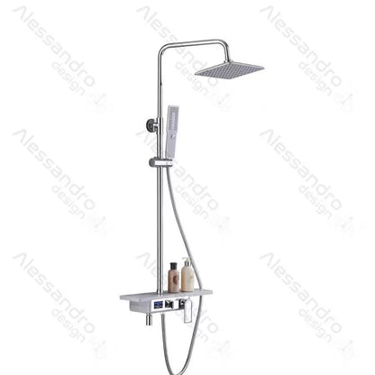 Sprchový stĺp, LCD displej, nehrdzavejúca oceľ, biela/strieborná, SJG/009 Batérie a sprchové stĺpy Predvolený názov Alessandro Design
