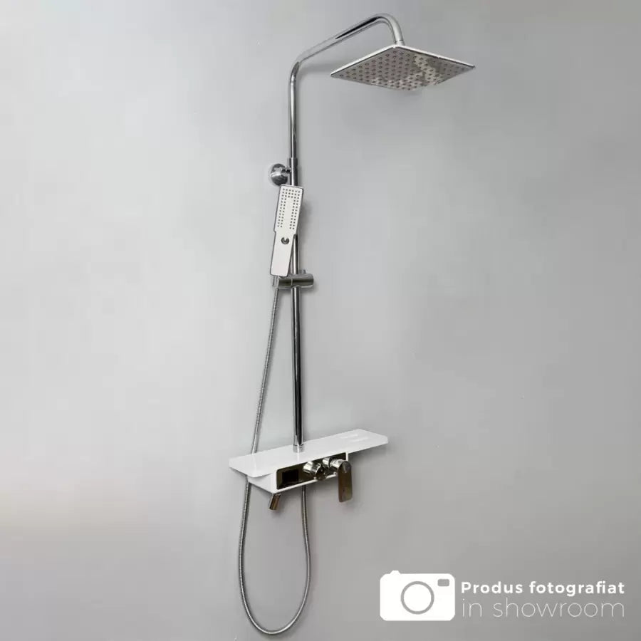 Sprchový stĺp, LCD displej, nehrdzavejúca oceľ, biela/strieborná, SJG/009 Batérie a sprchové stĺpy Predvolený názov Alessandro Design