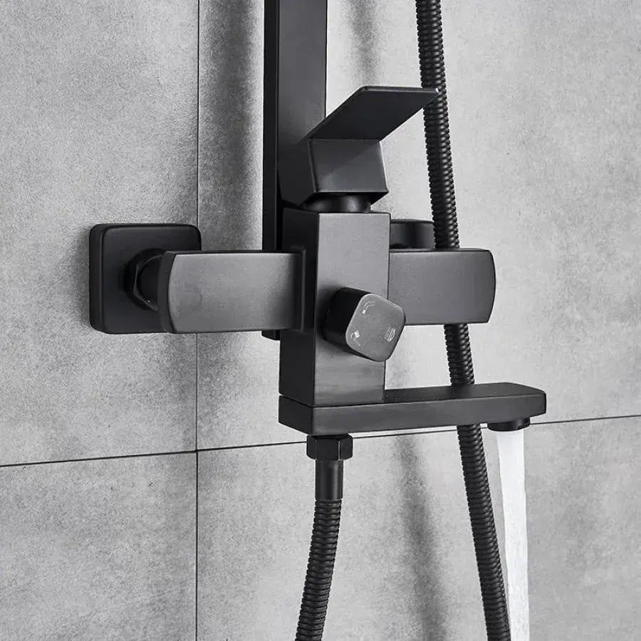 SET Coloana de dus, Inox, Para Patrata, Efect Ploaie, 3 Functii, Montare Pe Perete, Negru Satin, Accesorii Incluse, HS007 Baterii & Coloane de Duș Default Title Alessandro Design
