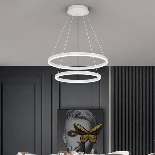 Lustra LED suspendata cu telecomanda CASIANA 41W, 2 Cercuri, lumina Rece/Calda/Neutra, Dimabila, Alb, Inaltime Reglabila Lustre LED cu Telecomanda Default Title Alessandro Design
