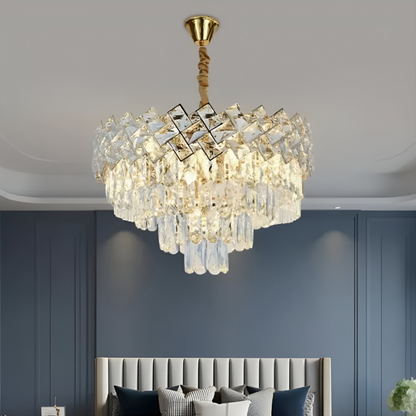 Candelabru Cristal WINDSOR Nobile 5xE14, Diametru 39cm, Auriu Lucios, Inaltime Reglabila Candelabre Cristal Default Title Alessandro Design