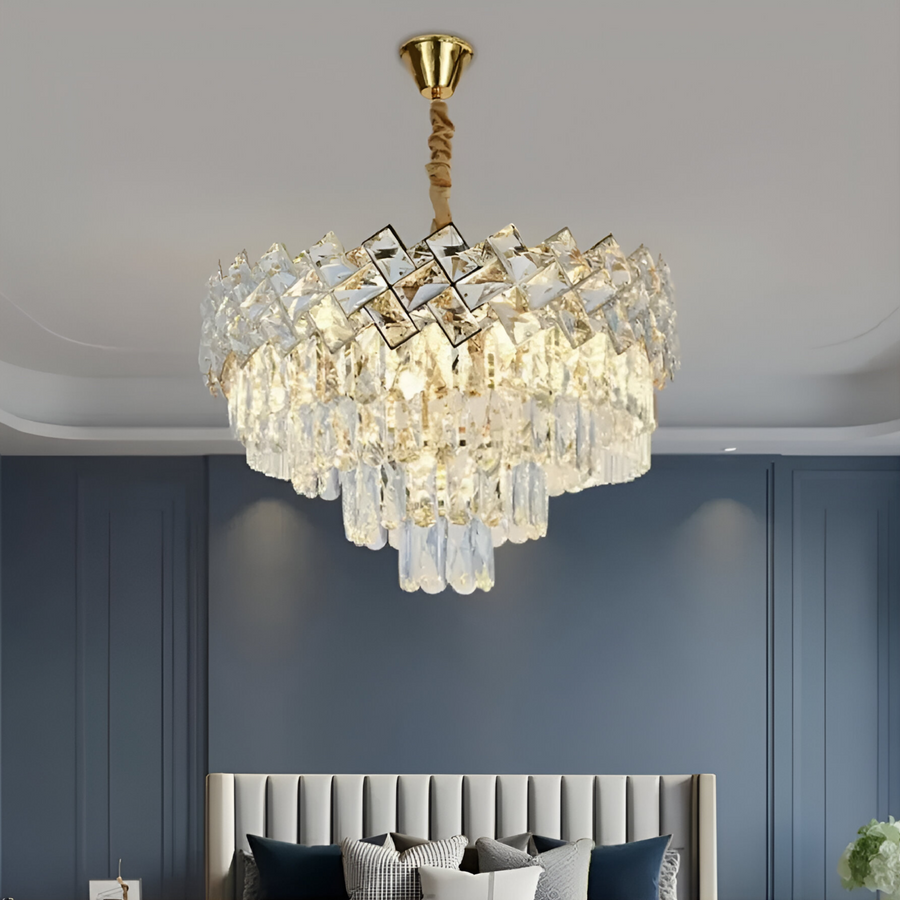 Candelabru Cristal WINDSOR Nobile 5xE14, Diametru 39cm, Auriu Lucios, Inaltime Reglabila Candelabre Cristal Default Title Alessandro Design