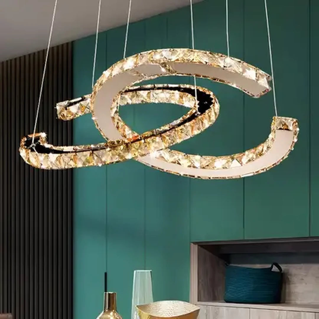 Lustra LED suspendata cu telecomanda si cristal PRISM ANTEA 57W, 2 Cercuri, lumina Rece/Calda/Neutra, Dimabila, Crom Lucios, Inaltime Reglabila Lustre LED cu Telecomanda Default Title Alessandro Design