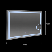 Obdĺžnikové LED zrkadlo, 80x60cm, CANTO Touch, Demister System, Stmievateľné