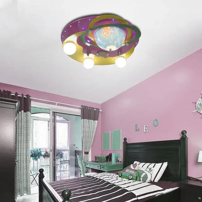Beti luster, 3xE27, ružový so žltým, kovovým a dreveným lustrom pre deti Predvolený názov Alessandro Design