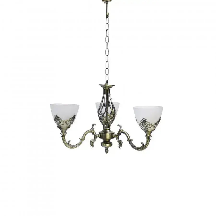 VINTAGE Luster, Kyvadlový typ s ramenami, COTTAGE, Kruhový, 3xE27, Sklo a kov, Bronz Klasické lustre Predvolený názov Alessandro Design