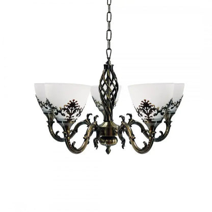 Rustikálny luster COTTAGE, 5XE27, starožitný bronz, kov a sklo Classic Candelabra Predvolený názov Alessandro Design