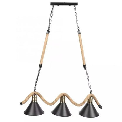 Lanový luster 3xE27, hnedý, kovový a strunové Vintage lustre Predvolený názov Alessandro Design