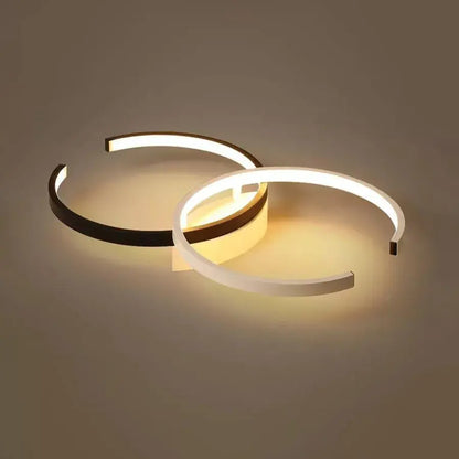 Lustra LED cu telecomanda VECTOR SEMIARC 40W, 2 Elemente, lumina Rece/Calda/Neutra, Dimabila, Negru Alb Lustre LED cu Telecomanda Default Title Alessandro Design