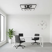 Lustra LED cu telecomanda ZOE 65W, 5 Patrate, lumina Rece/Calda/Neutra, Dimabila, Negru Lustre LED cu Telecomanda Default Title Alessandro Design