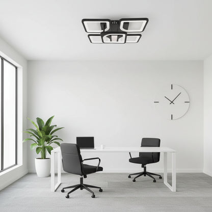Lustra LED cu telecomanda ZOE 65W, 5 Patrate, lumina Rece/Calda/Neutra, Dimabila, Negru Lustre LED cu Telecomanda Default Title Alessandro Design