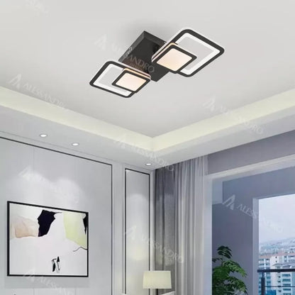 Lustra LED cu telecomanda BALANS 44W, 2 Patrate, lumina Rece/Calda/Neutra, Dimabila, Negru Lustre LED cu Telecomanda Default Title Alessandro Design