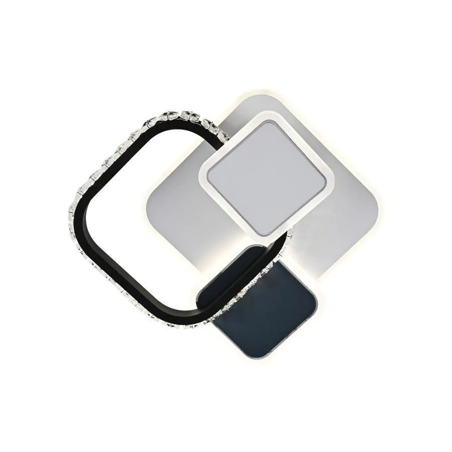 Lustra LED cu cristal GELLA 48W, Patrata, lumina Rece/Calda/Neutra, Alb Negru Lustra LED Default Title Alessandro Design