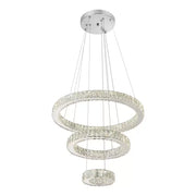 Lustra LED suspendata cu telecomanda si cristal CANAAN 120W, 3 Cercuri, lumina Rece/Calda/Neutra, Dimabila, Crom Lucios, Inaltime Reglabila Lustre LED Cristal Default Title Alessandro Design