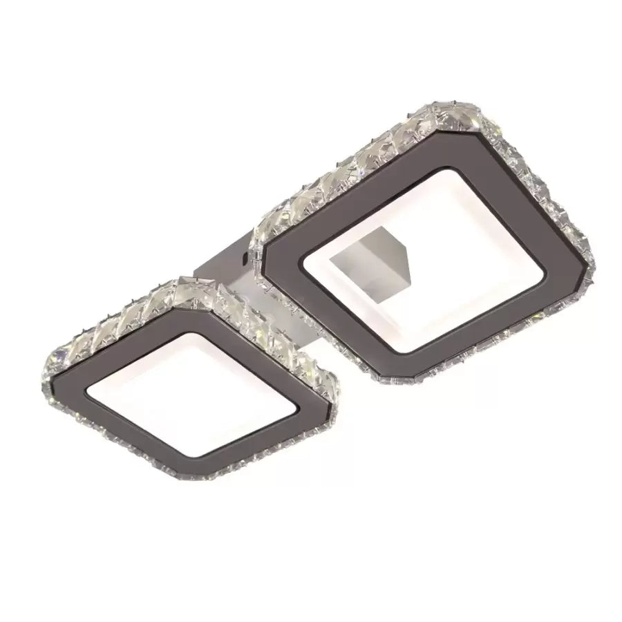 Lustra LED cu telecomanda si cristal QUADRIS 41W, 2 Patrate, lumina Rece/Calda/Neutra, Dimabila, Alb Lustre LED Cristal Default Title Alessandro Design