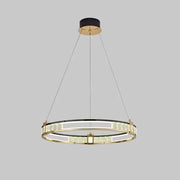 Lustra LED suspendata cu telecomanda si cristal ROGER 80W, 1 Cerc, lumina Rece/Calda/Neutra, Dimabila, Auriu Lucios, Inaltime Reglabila Lustre LED Cristal Default Title Alessandro Design