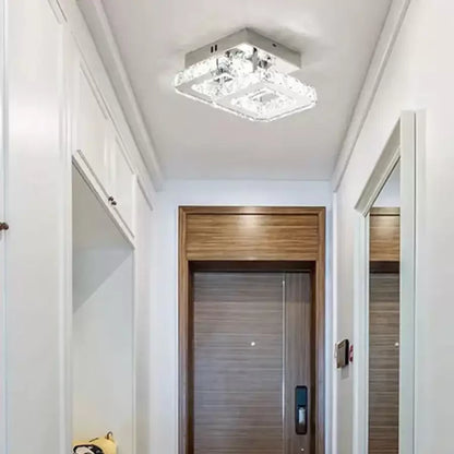 Lustra LED cu cristal JEREMIAH 48W, 2 Patrate, lumina Rece/Calda/Neutra, Crom Lucios Lustre LED Default Title Alessandro Design