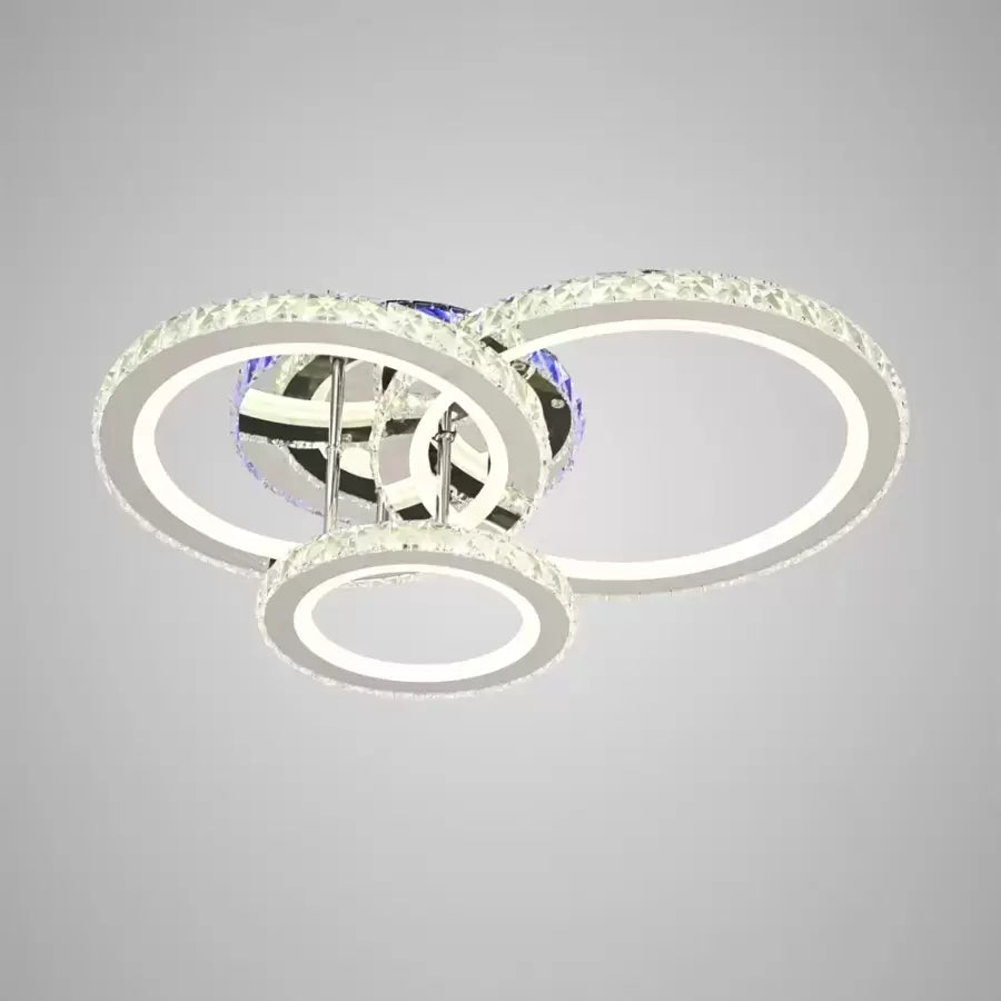 Lustra LED cu telecomanda si cristal NOVA ROTONDA RGB 73W, 3 Cercuri, lumina Rece/Calda/Neutra, Dimabila, Crom Lucios Lustre LED & Cristale Default Title Alessandro Design