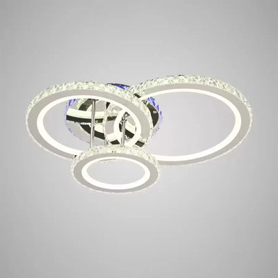 LED luster s diaľkovým ovládaním a krištáľom NOVA ROTONDA RGB 73W, 3 kruhy, studené/teplé/neutrálne svetlo, stmievateľné, lesklý chróm