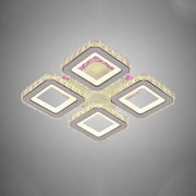 Lustra LED cu telecomanda si cristal BLAKELY RGB 74W, 4 Patrate, lumina Rece/Calda/Neutra, Dimabila, Alb Lustre LED Cristal Default Title Alessandro Design