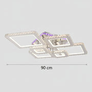 LED luster s diaľkovým ovládaním a krištáľom NOVA RHOMBA RGB 168W, 6 štvorcových, studené/teplé/neutrálne svetlo, stmievateľné, lesklé chrómové LED lustre a kryštály Predvolený názov Alessandro Design