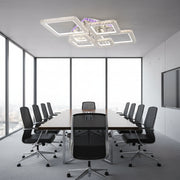 LED luster s diaľkovým ovládaním a krištáľom NOVA RHOMBA RGB 168W, 6 štvorcových, studené/teplé/neutrálne svetlo, stmievateľné, lesklé chrómové LED lustre a kryštály Predvolený názov Alessandro Design