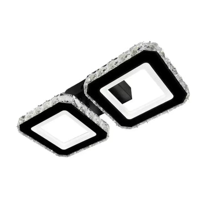 Lustra LED cristal QUADRIS 41W, 2 Patrate, lumina Rece/Calda/Neutra, Negru Lustre LED Cristal Default Title Alessandro Design