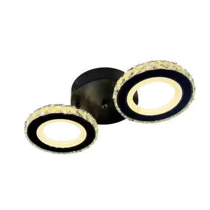 Lustra LED cu telecomanda si cristal NOVA ROTONDA 32W, 2 Cercuri, lumina Rece/Calda/Neutra, Dimabila, Negru Lustre LED Cristal Default Title Alessandro Design