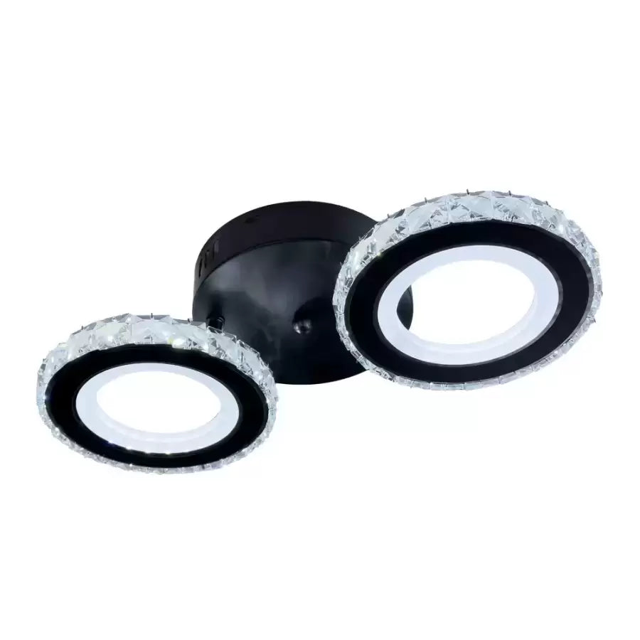 Lustra LED cu telecomanda si cristal NOVA ROTONDA 32W, 2 Cercuri, lumina Rece/Calda/Neutra, Dimabila, Negru Lustre LED Cristal Default Title Alessandro Design