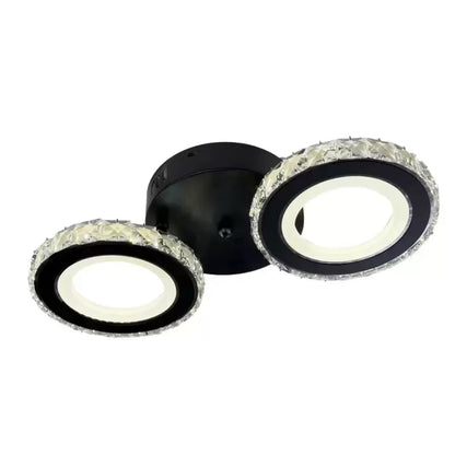 Lustra LED cu telecomanda si cristal NOVA ROTONDA 32W, 2 Cercuri, lumina Rece/Calda/Neutra, Dimabila, Negru Lustre LED Cristal Default Title Alessandro Design