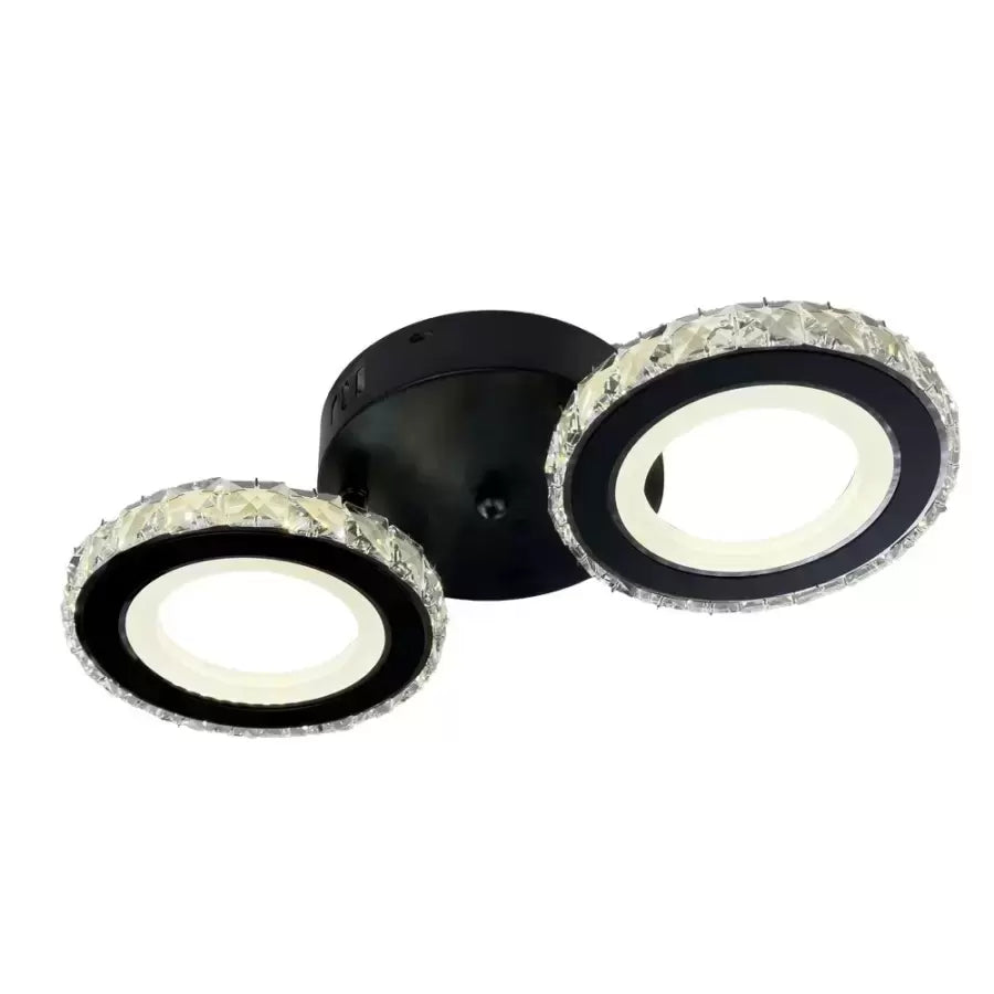 Lustra LED cu telecomanda si cristal NOVA ROTONDA 32W, 2 Cercuri, lumina Rece/Calda/Neutra, Dimabila, Negru Lustre LED Cristal Default Title Alessandro Design