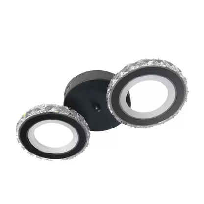Lustra LED cu telecomanda si cristal NOVA ROTONDA 32W, 2 Cercuri, lumina Rece/Calda/Neutra, Dimabila, Negru Lustre LED Cristal Default Title Alessandro Design
